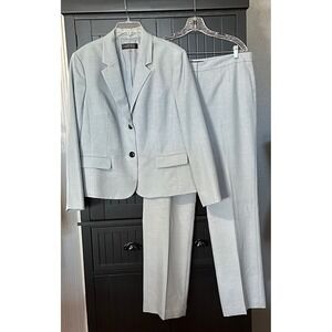 Kasper Light Gray Pant Suit Set Career Power Office Y2K Corporate Classic